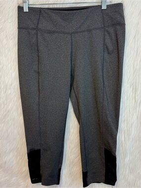 Calvin Klein Dark Gray Cropped Capri Leggings Black Mesh Workout Stretch